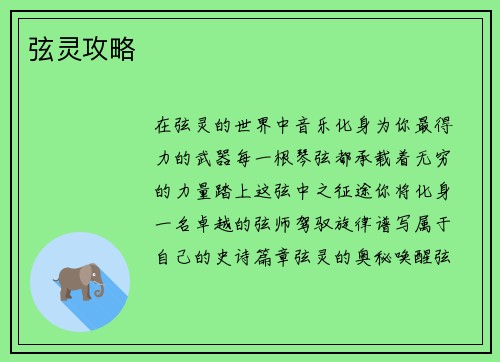 弦灵攻略